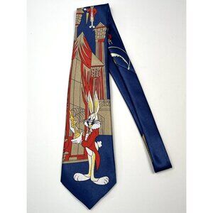 SETINE Mens Navy/Red/Beige BUGS BUNNY Oscars Academy Award NECKTIE Neck Tie EUC